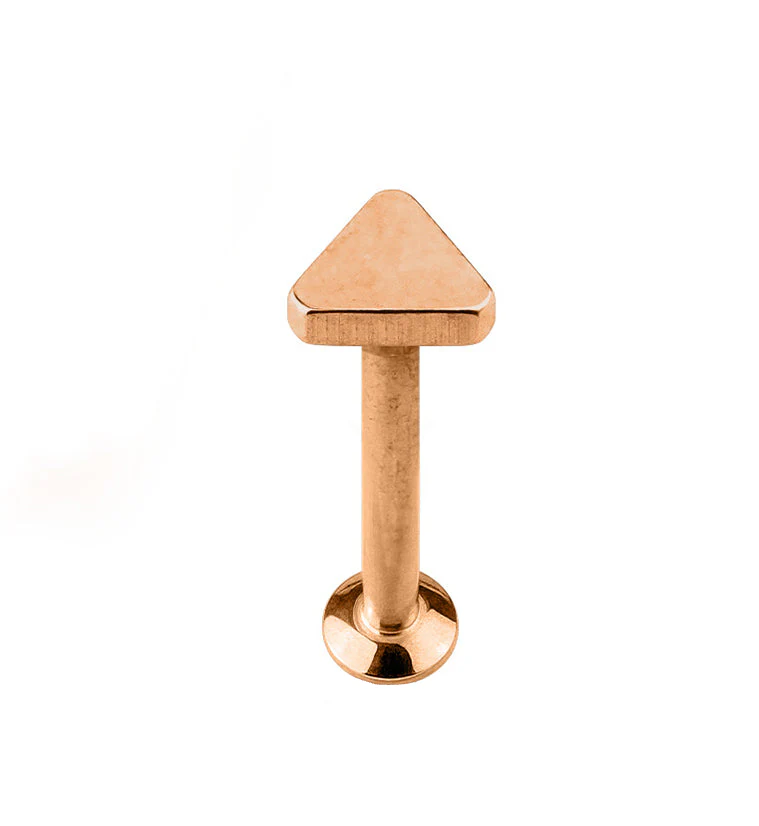 16G PVD Rose Gold Triangle Top Internally Threaded Flat Back Steel Post