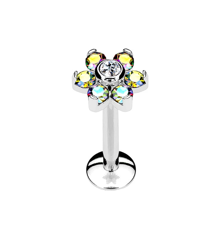 16G Rainbow Aurora Flower Internally Threaded Flatback Post