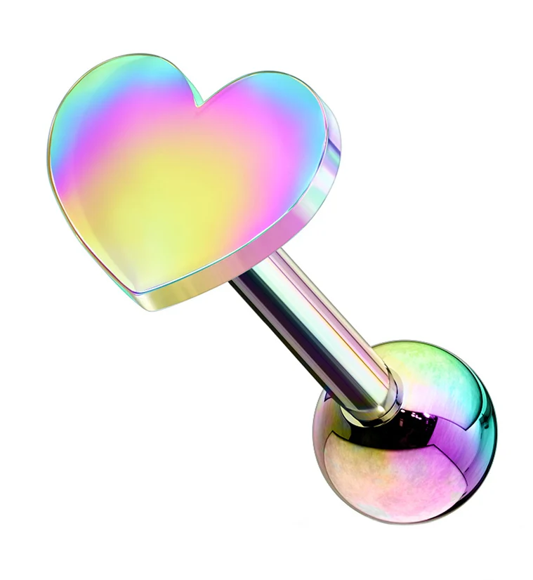 16G Rainbow PVD Heart Cartilage Barbell