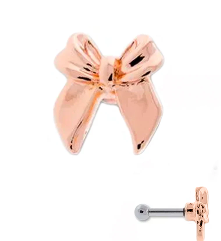 16G Rose Gold PVD Bow Tragus - Cartilage Barbell - Image 2