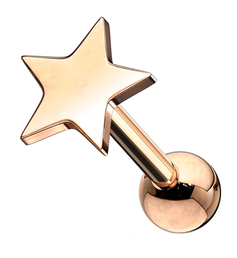 16G Rose Gold PVD Star Cartilage Barbell