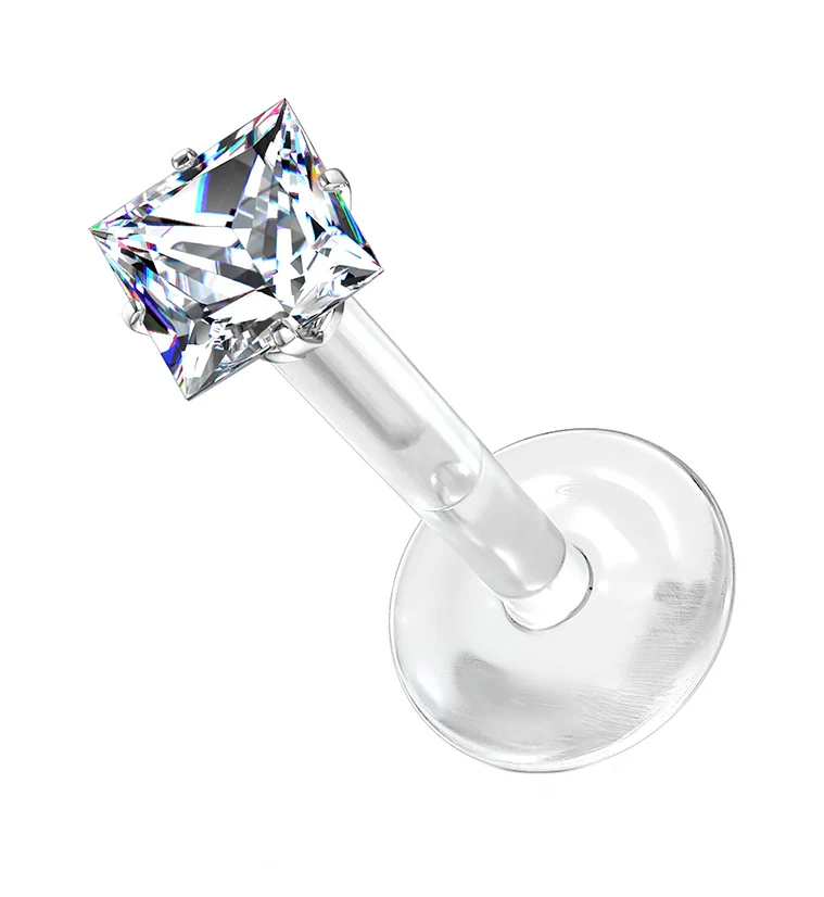 Square CZ Bioflex Labret Post