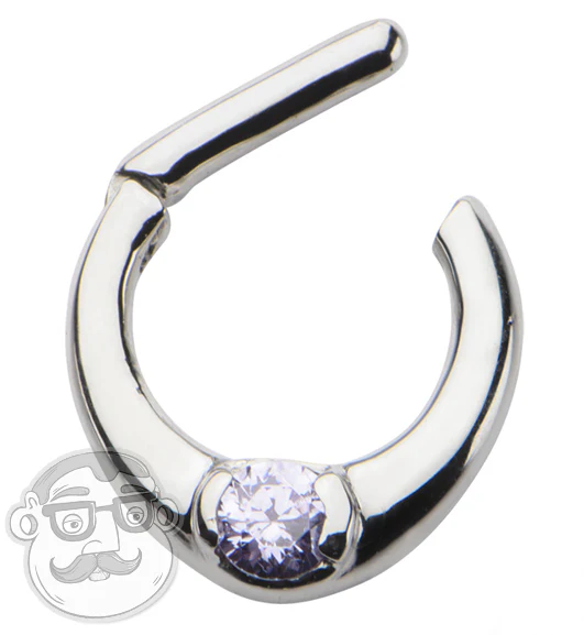 16G Centered Clicker With Single Purple CZ