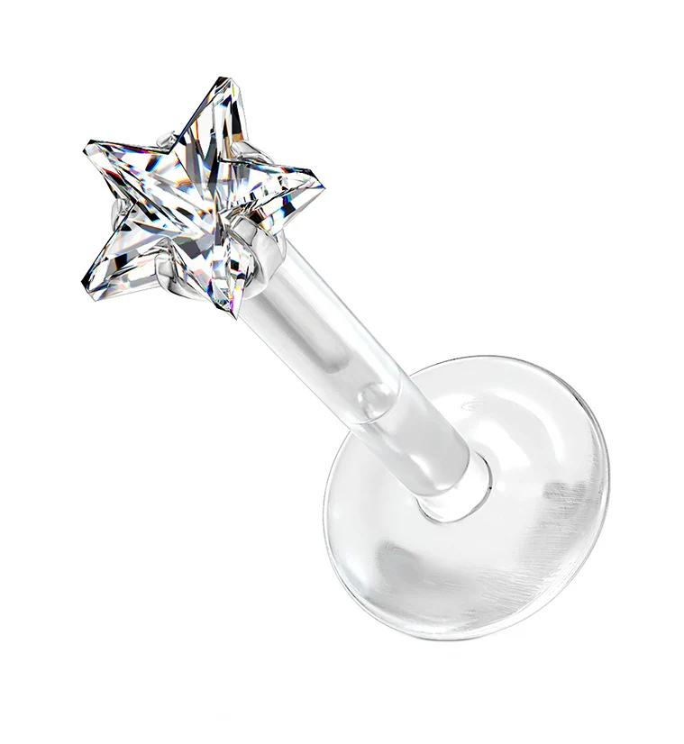 16G Star CZ Bioflex Labret Post