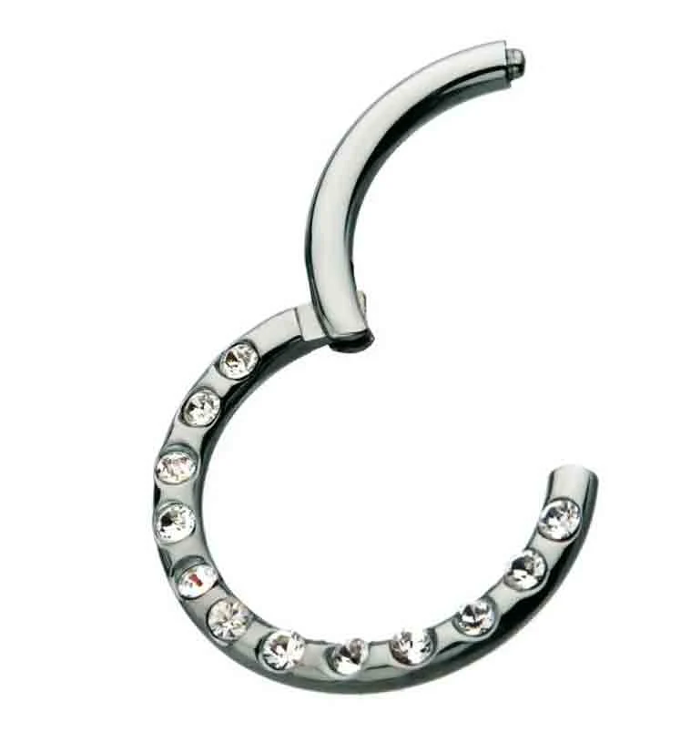 16G Titanium Hinged Frontal CZ Segment Ring - Image 2