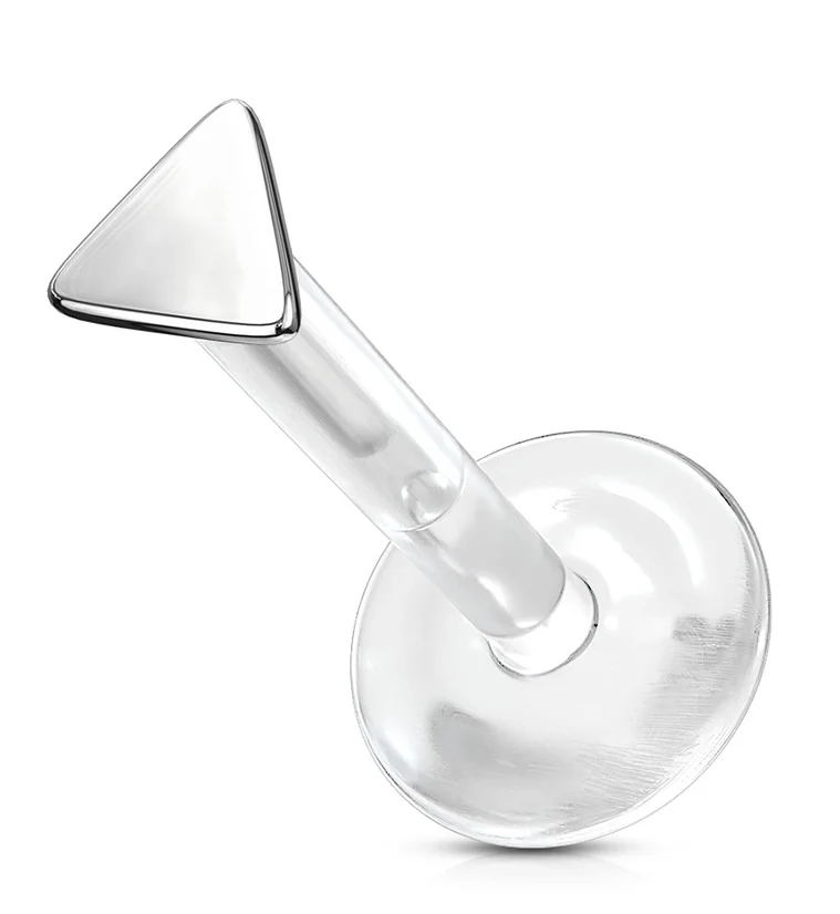 16G Triangle 14kt White Gold Bioflex Labret Post