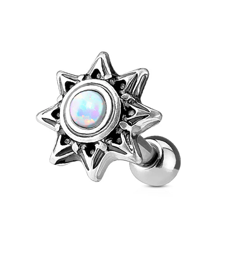 16G Tribal Blaze white Opal Cartilage - Tragus Barbell