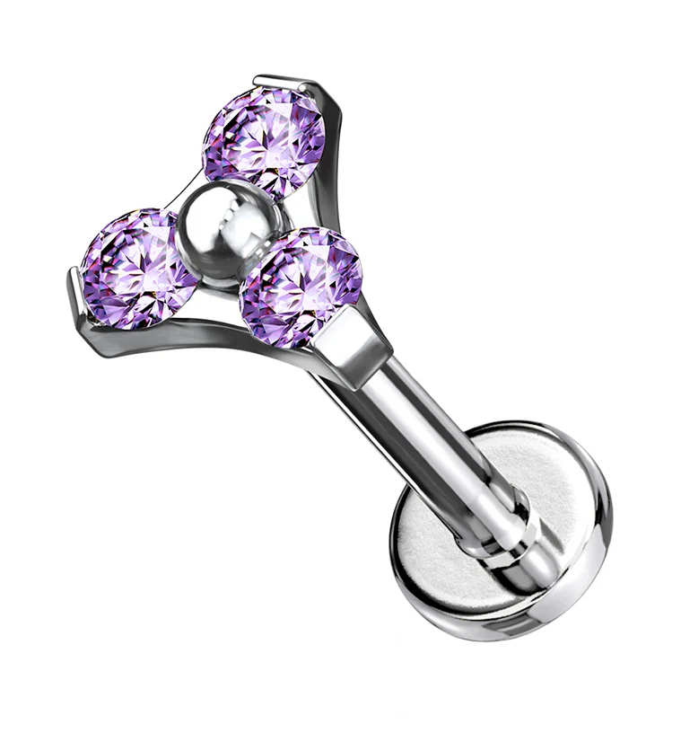 16G Triple Purple CZ Labret