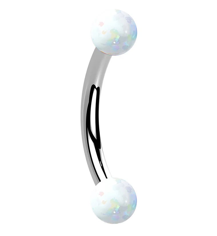 White Opalite Internally Threaded Curved Barbell