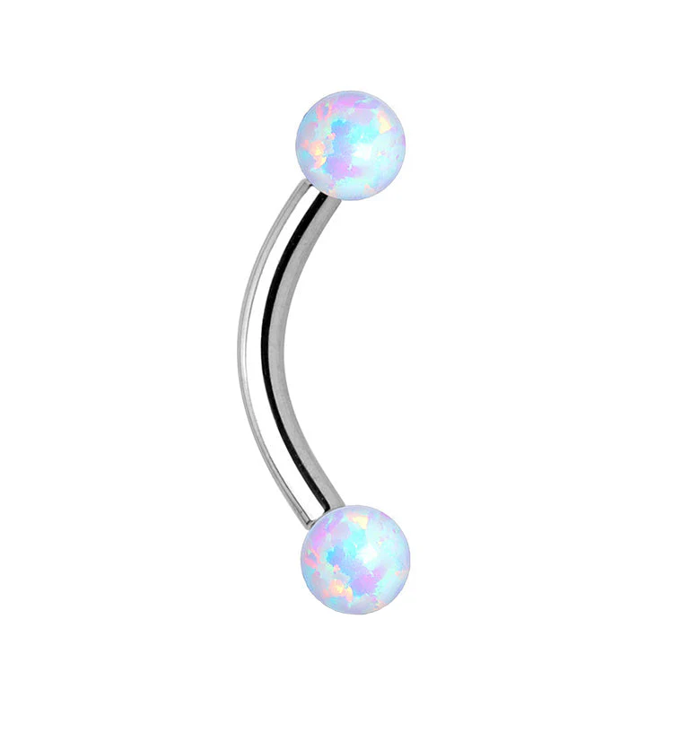 White Opalite Internally Threaded Curved Barbell - Image 3