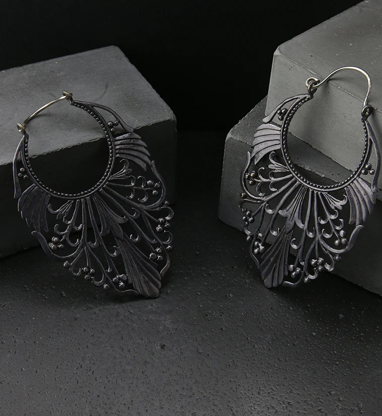 18G Adorned Black Brass Earrings - Image 3