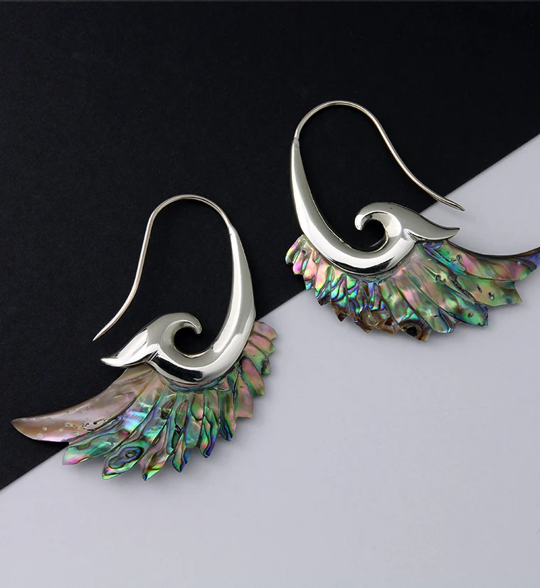 18G Aileron White Brass Abalone Hangers / Earrings - Image 3