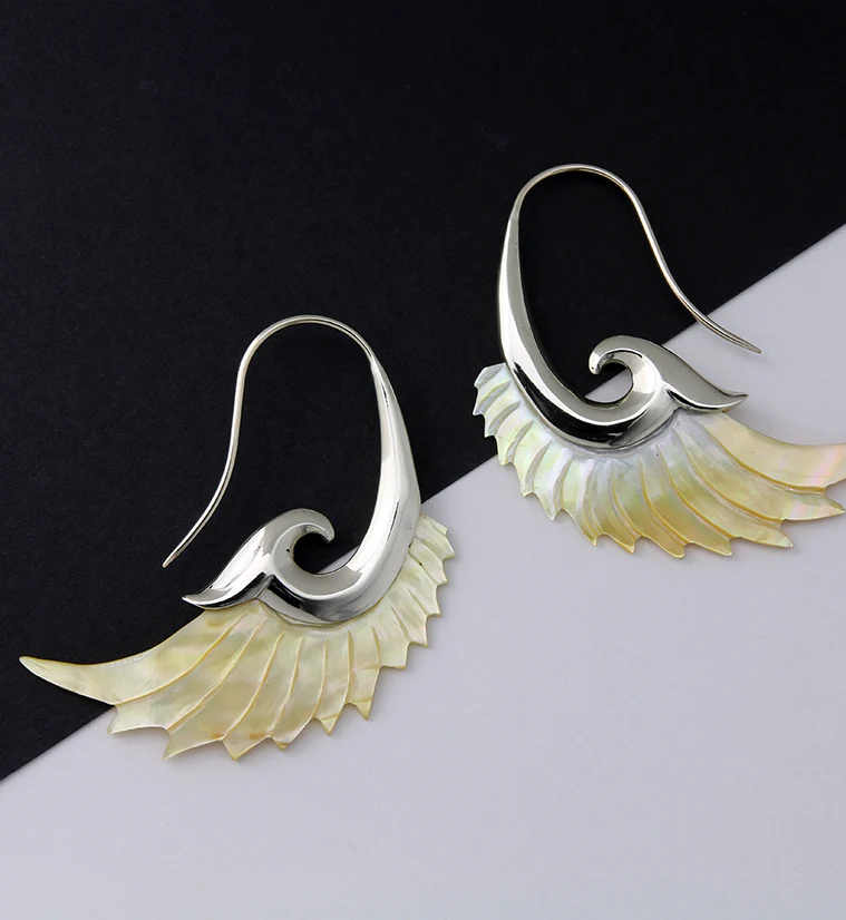 18G Aileron White Brass MOP Hangers / Earrings - Image 3