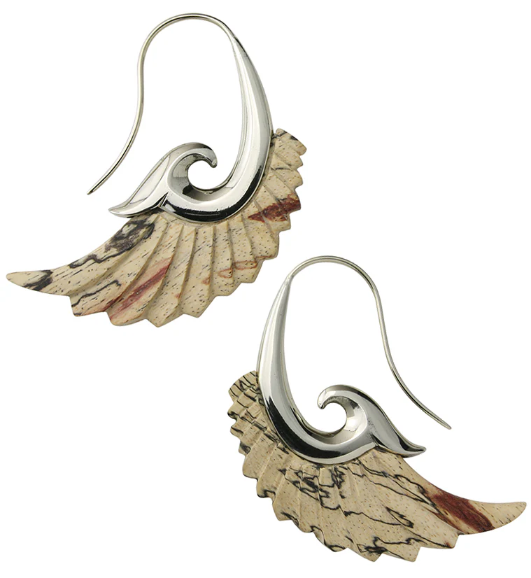 18G Aileron White Brass Tamarind Wood Hangers / Earrings - Image 2