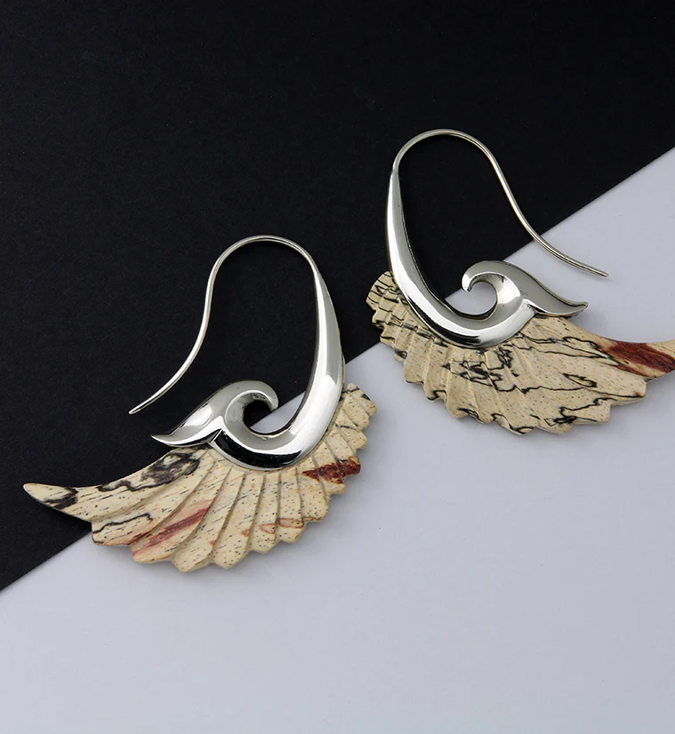 18G Aileron White Brass Tamarind Wood Hangers / Earrings - Image 3