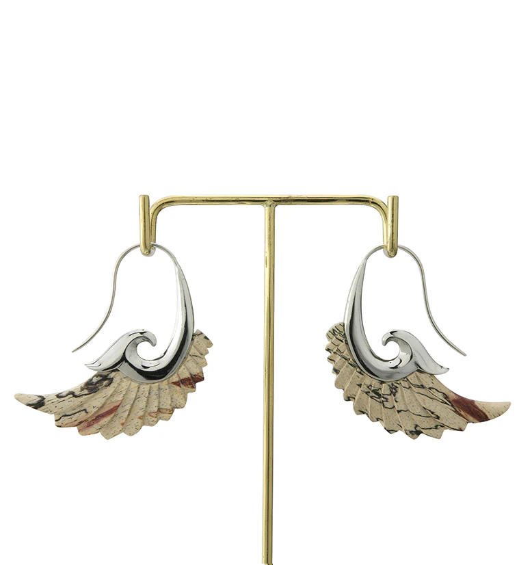 18G Aileron White Brass Tamarind Wood Hangers / Earrings - Image 4