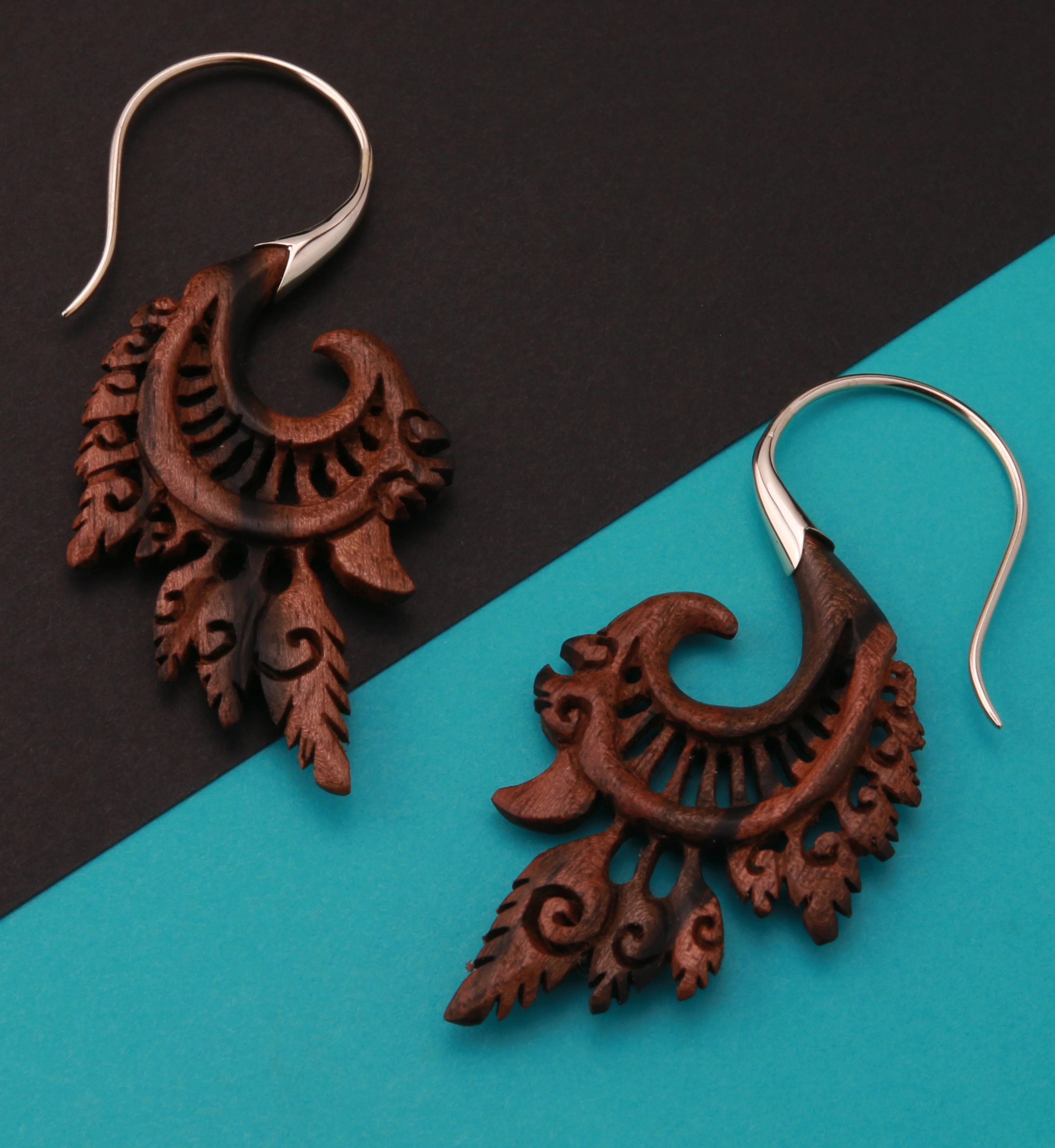 18G Alary White Brass Areng Wood Hangers / Earrings - Image 2