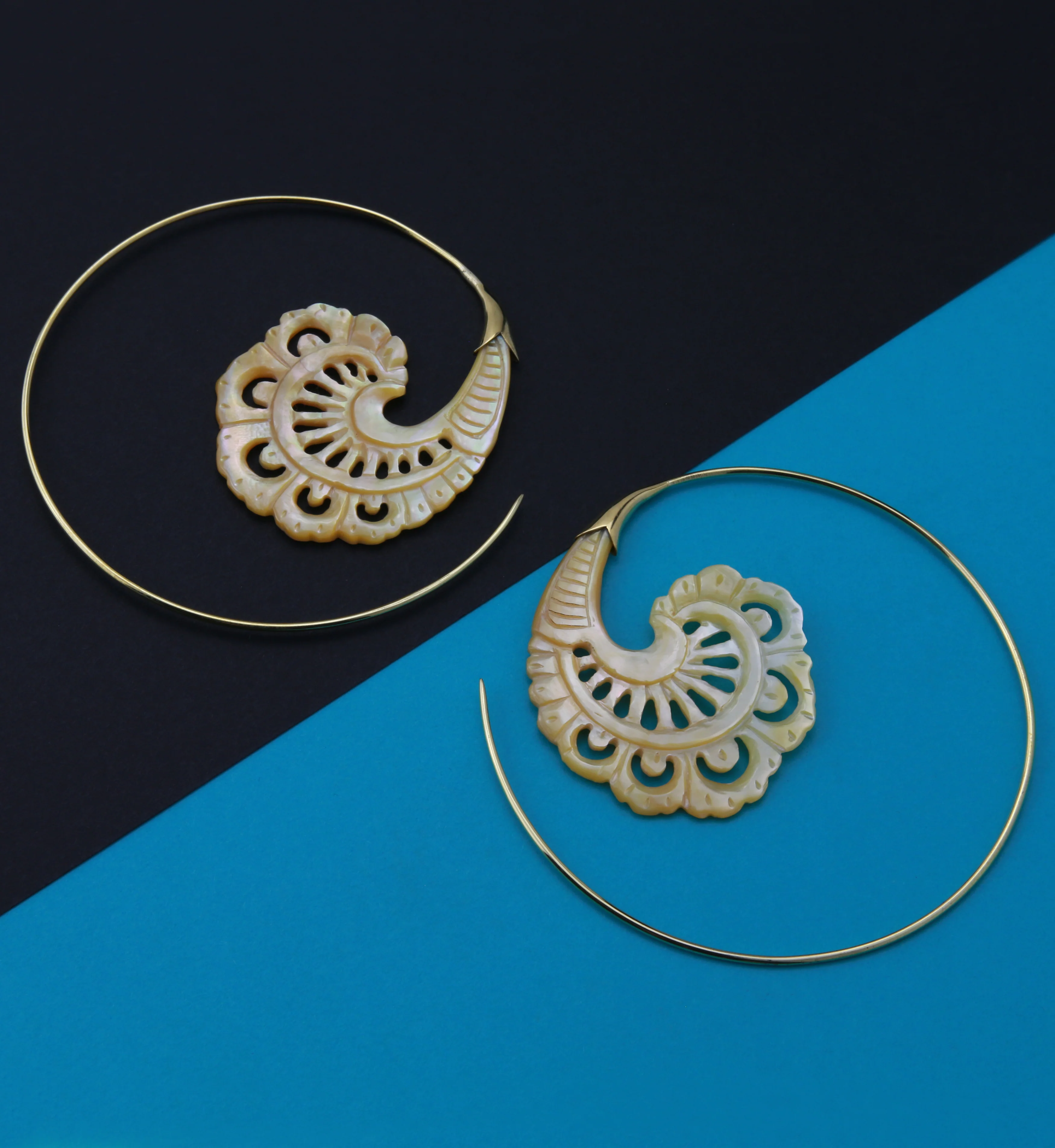18G Baroque Brass MOP Hangers / Earrings - Image 2