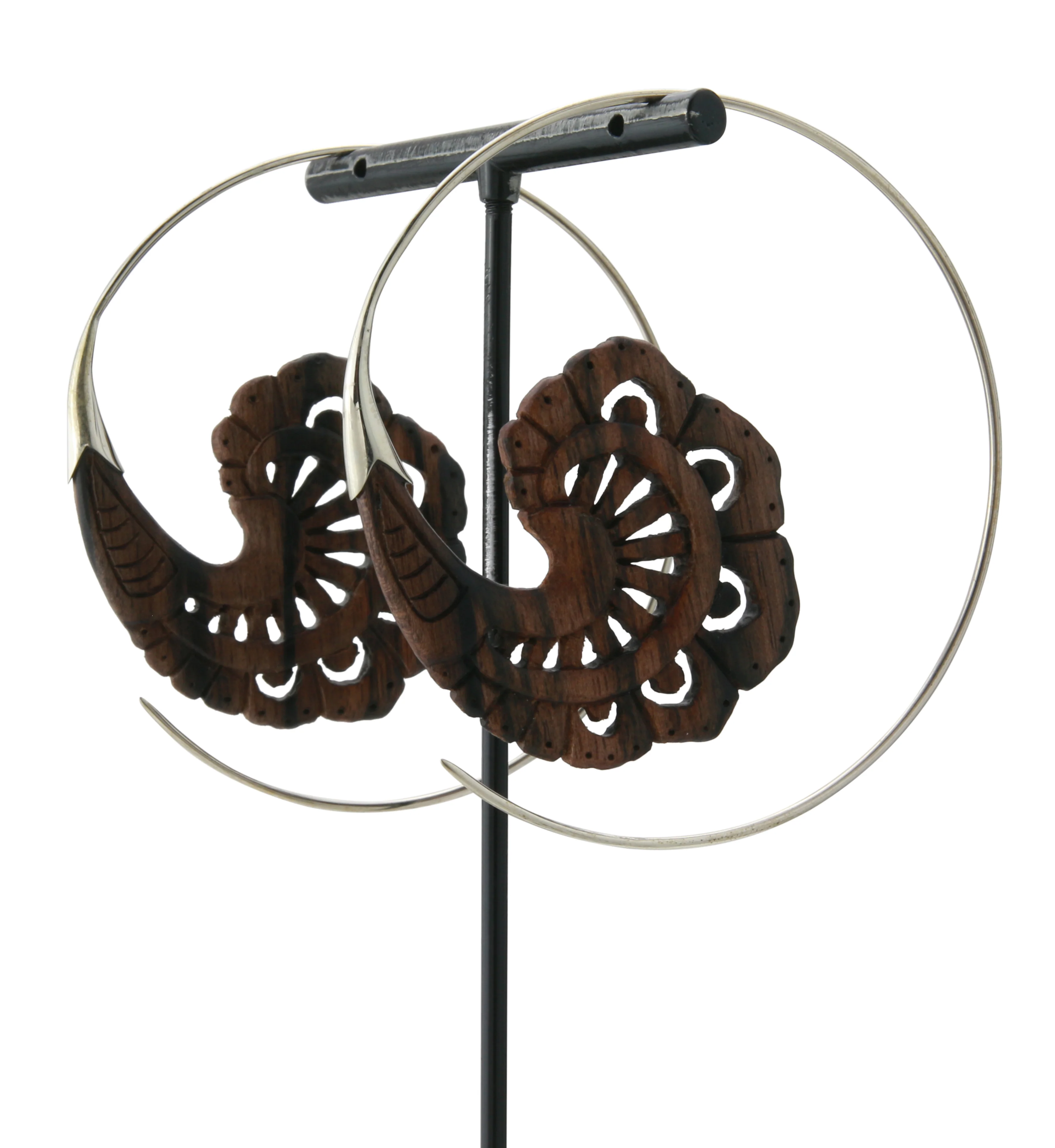 18G Baroque White Brass Areng Wood Hangers / Earrings - Image 5