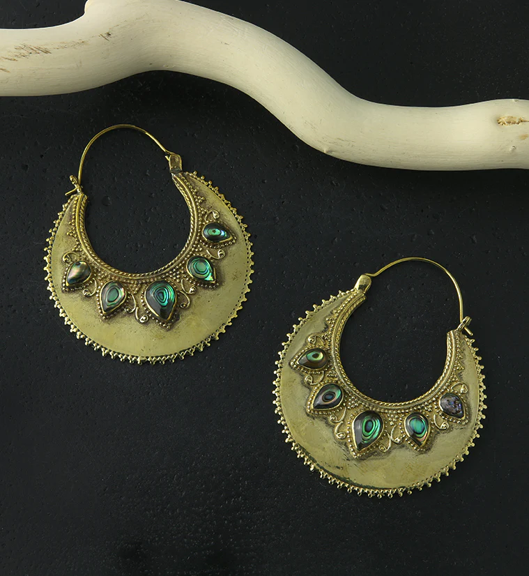 18G Bauble Abalone Brass Hangers / Earrings - Image 2