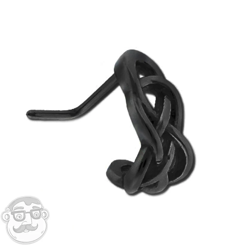 18G Black PVD Celtic Braid Nose Curve Ring