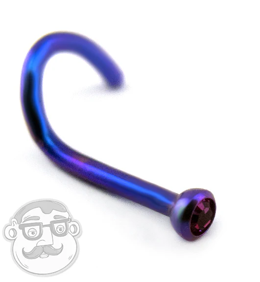 Blurple Titanium Nose Screw With Pink CZ - Image 3
