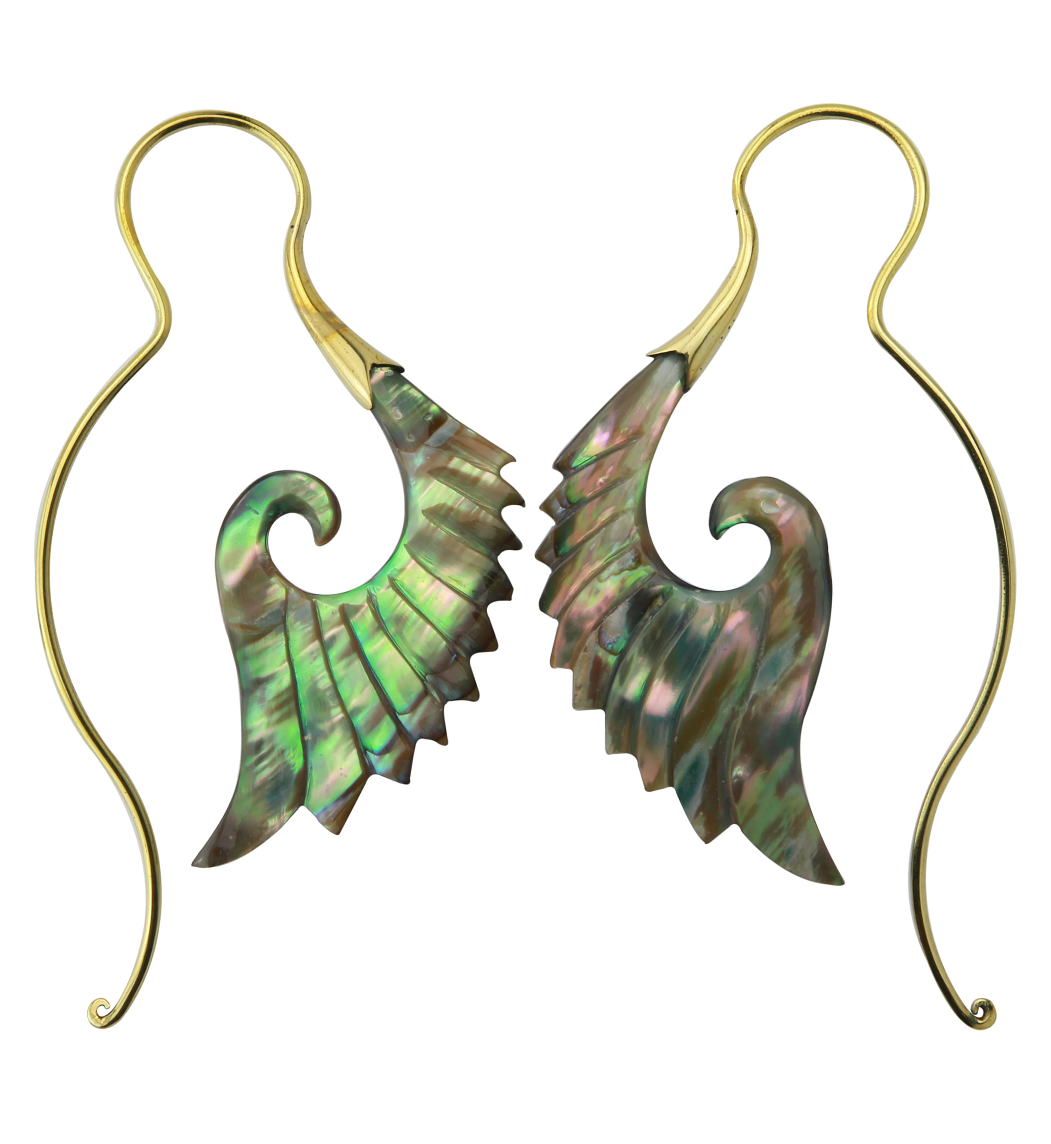 18G Cherub Wing Brass Abalone Hangers / Earrings - Image 3
