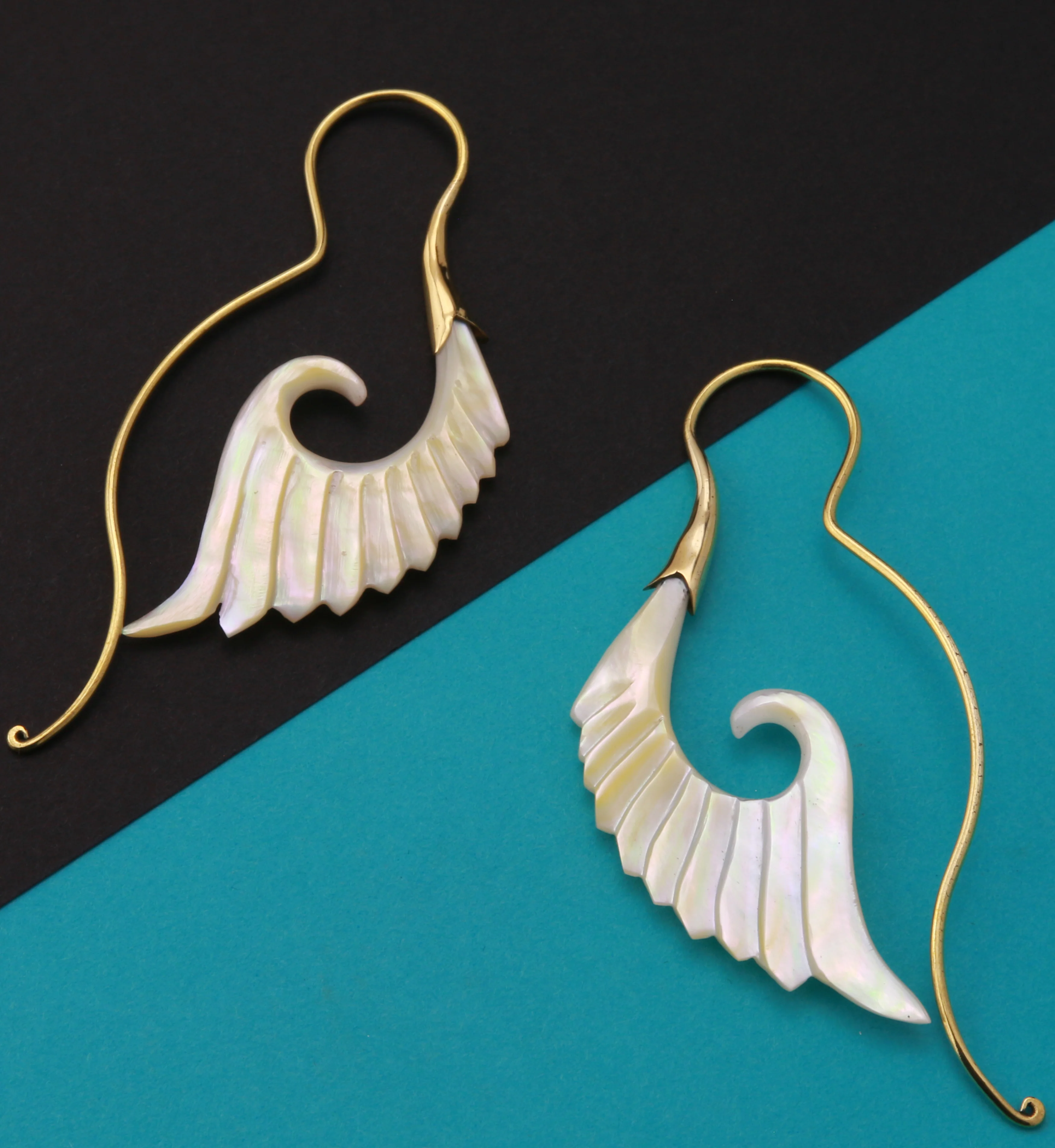18G Cherub Wing Brass MOP Hangers / Earrings - Image 2
