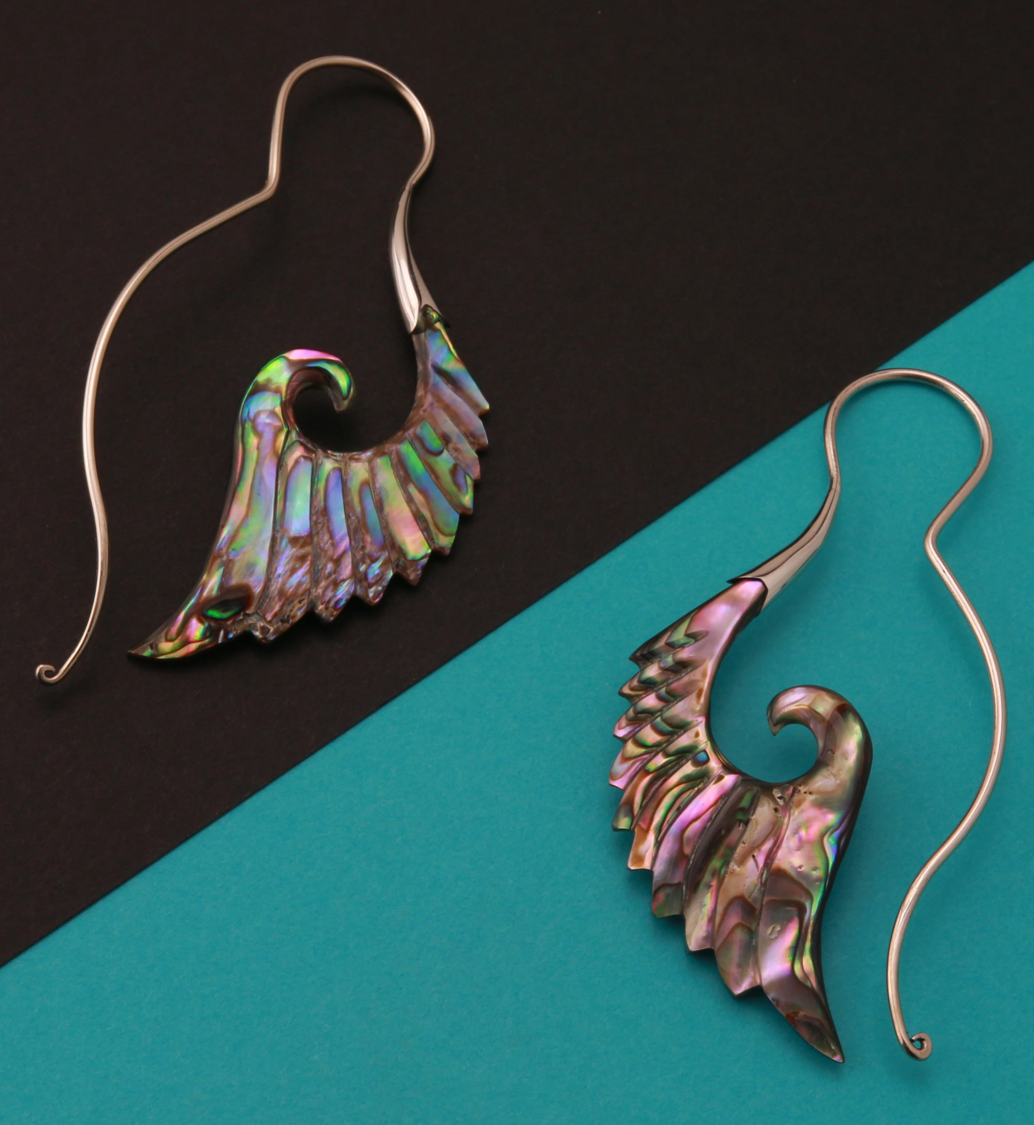 18G Cherub Wing White Brass Abalone Hangers / Earrings - Image 2