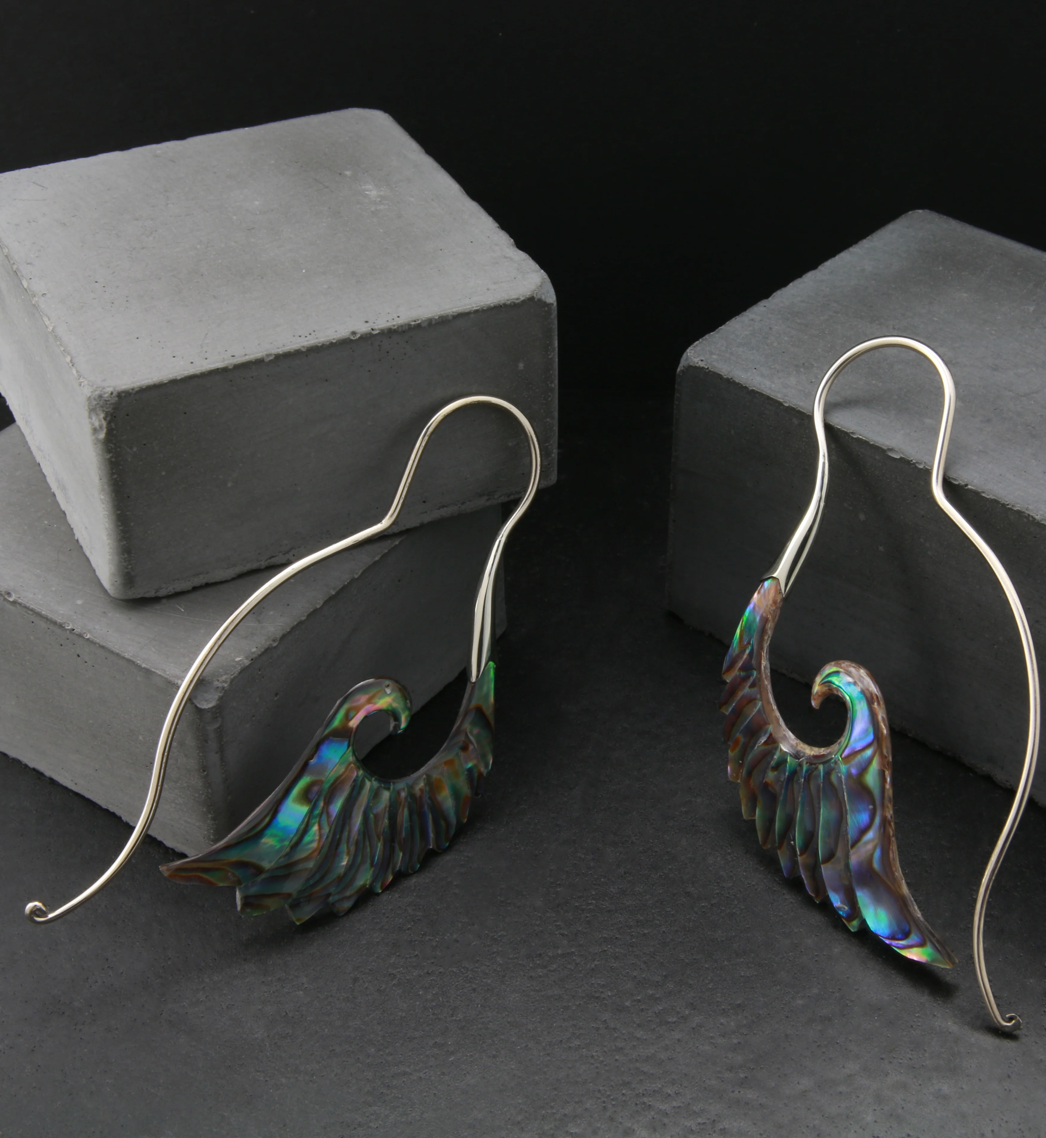 18G Cherub Wing White Brass Abalone Hangers / Earrings - Image 4