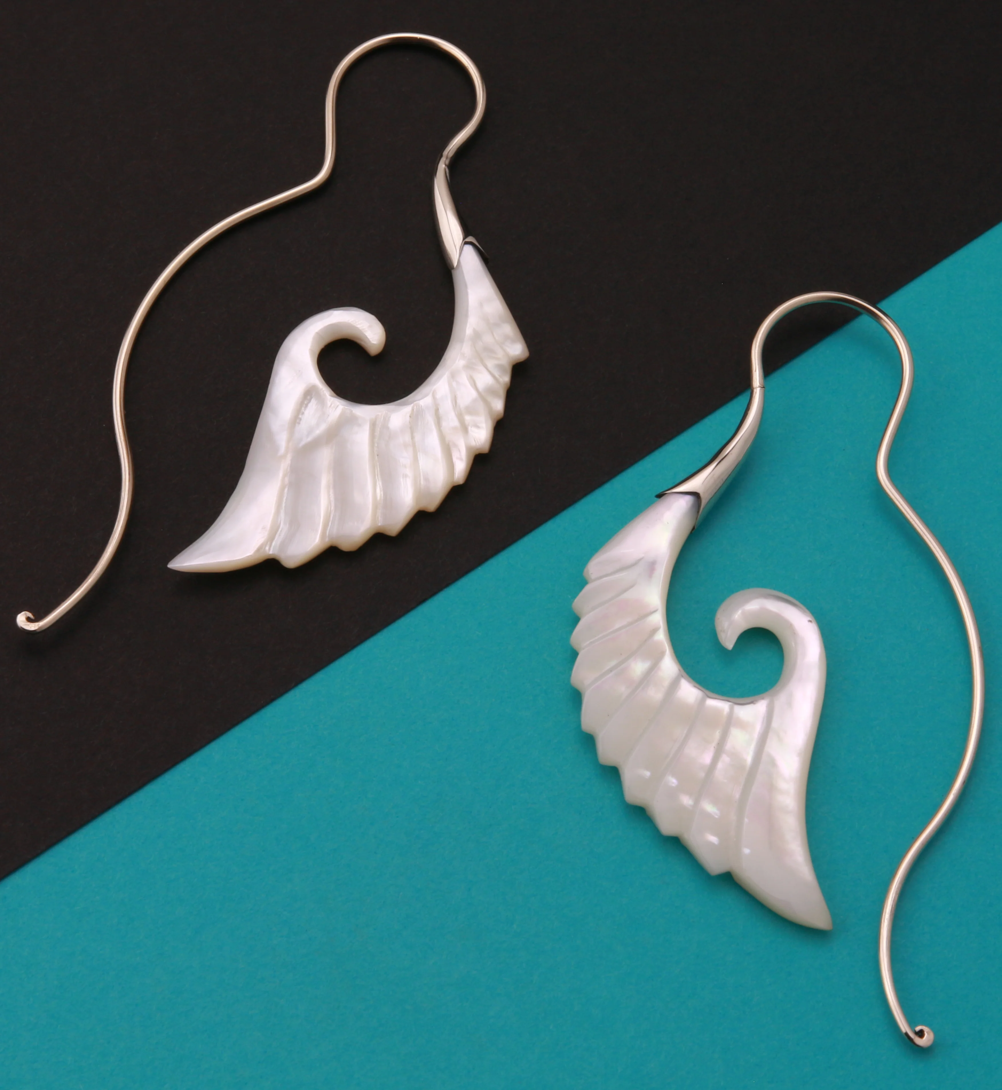 18G Cherub Wing White Brass MOP Hangers / Earrings - Image 2