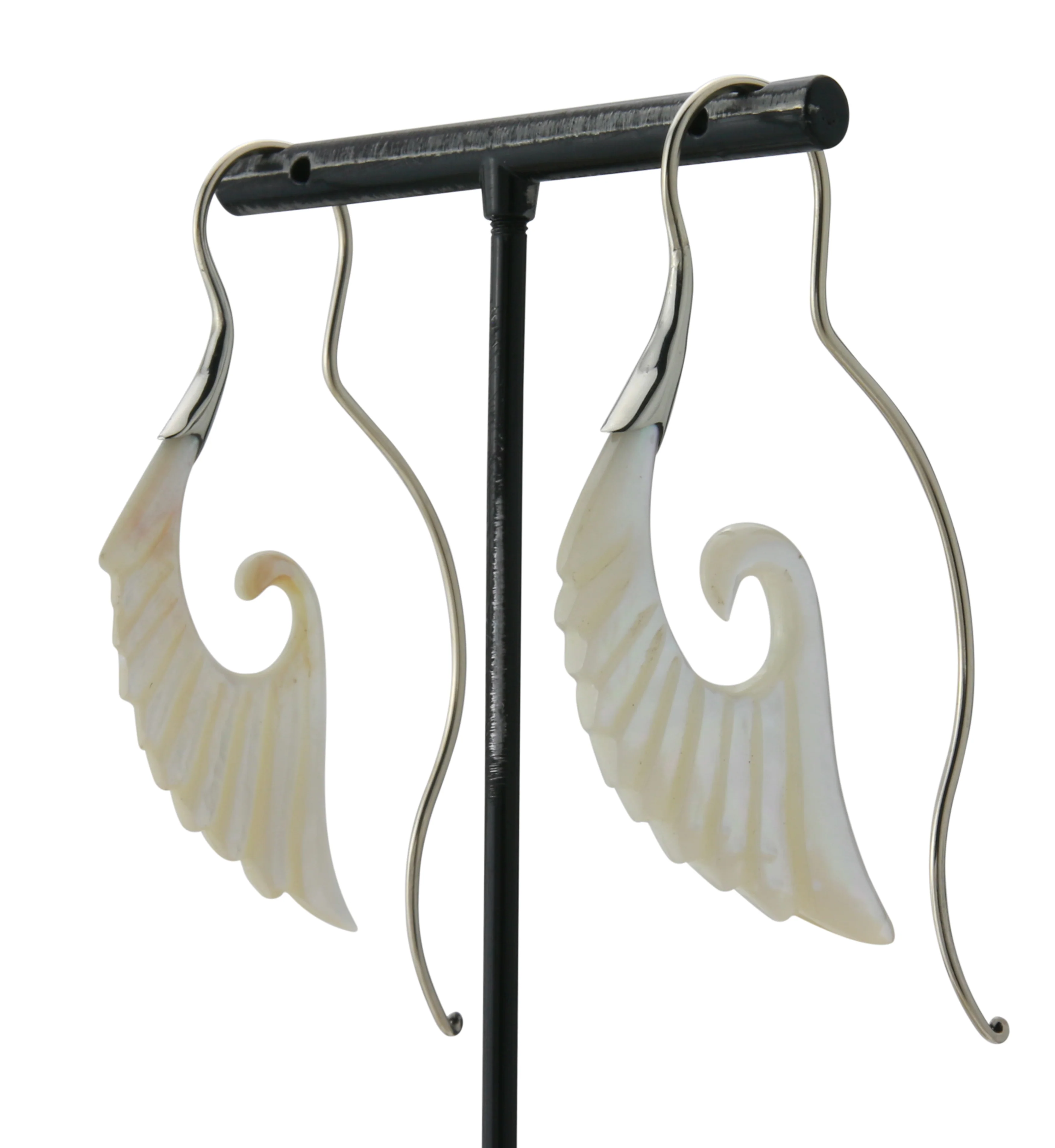 18G Cherub Wing White Brass MOP Hangers / Earrings - Image 5