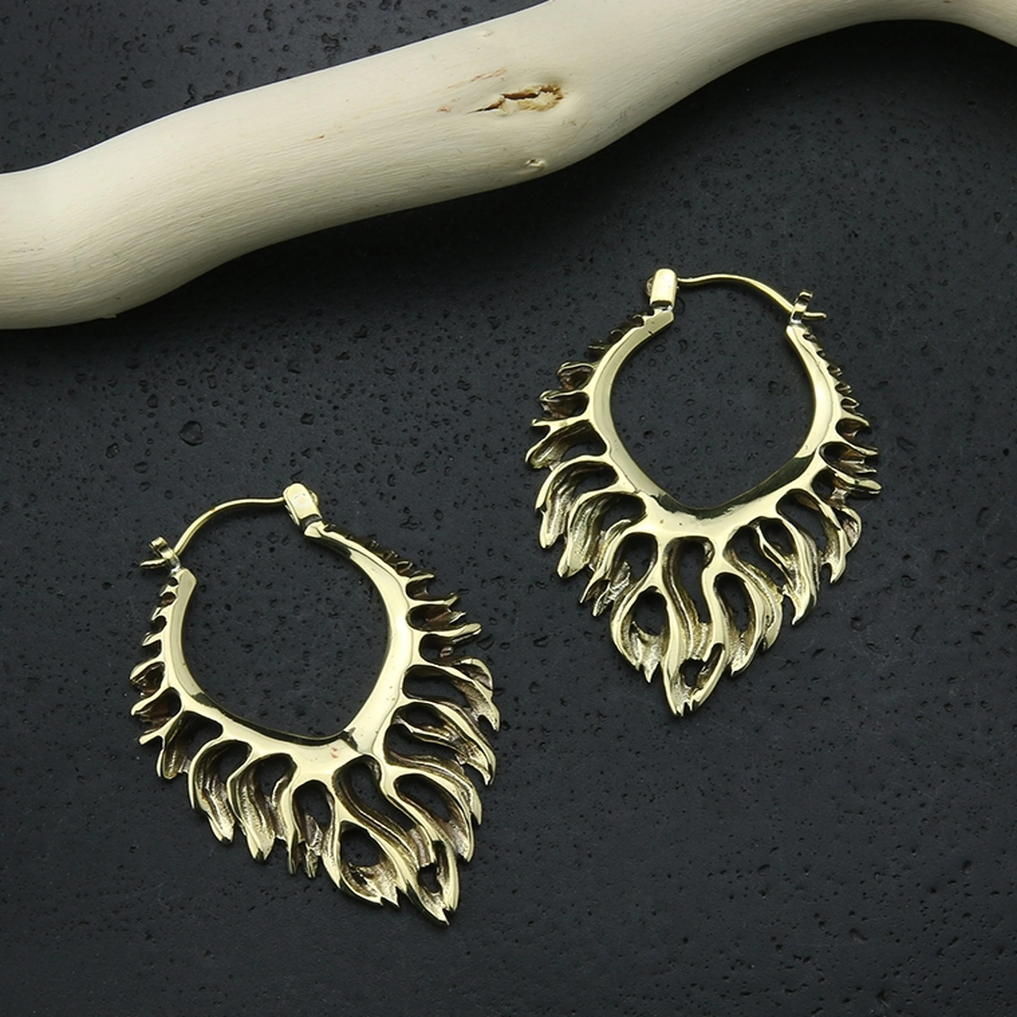 18G Flame Brass Hangers - Earrings - Image 3