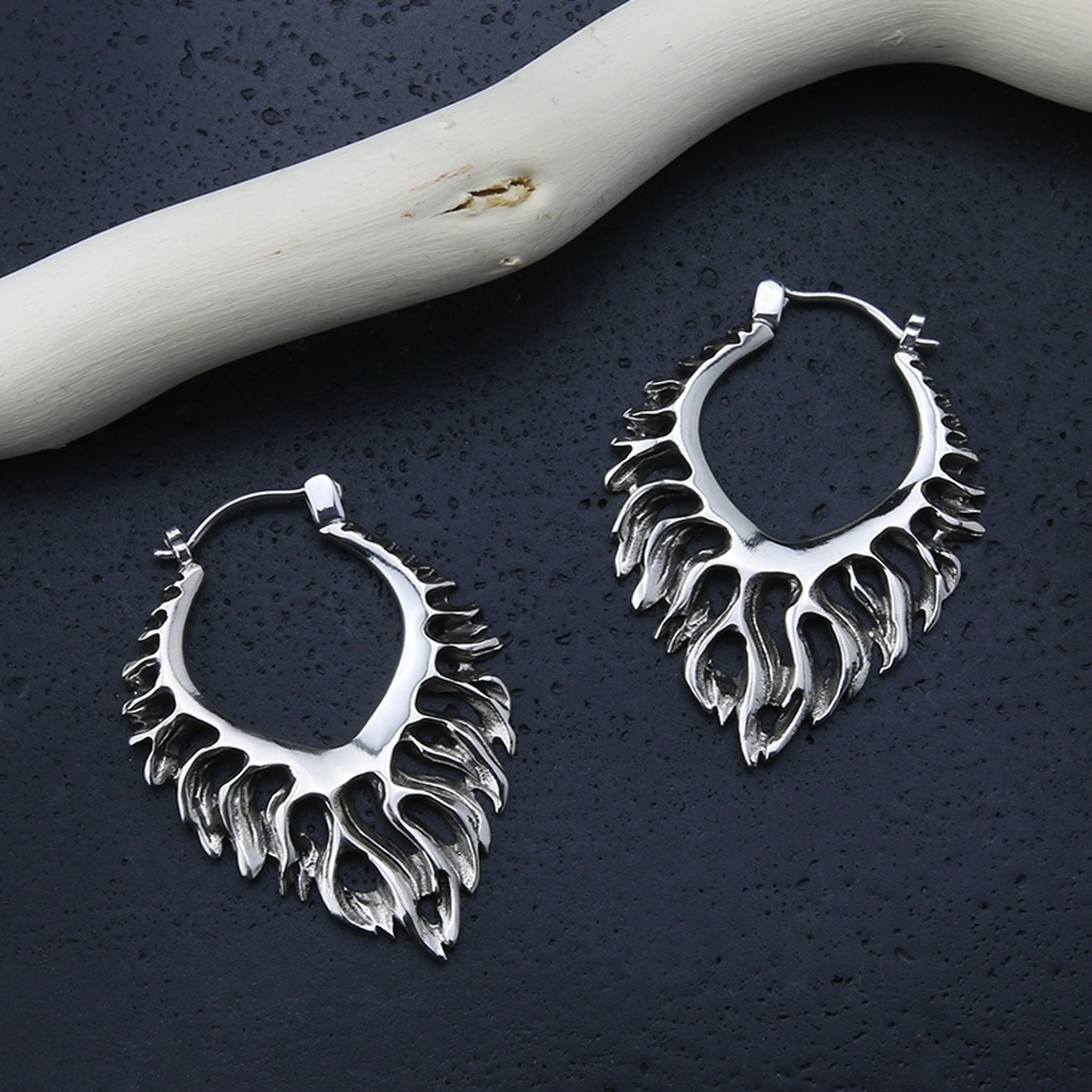 18G Flame White Brass Hangers - Earrings - Image 3