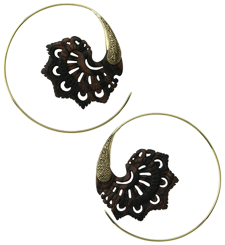 18G Florid Brass Areng Wood Hangers / Earrings - Image 3