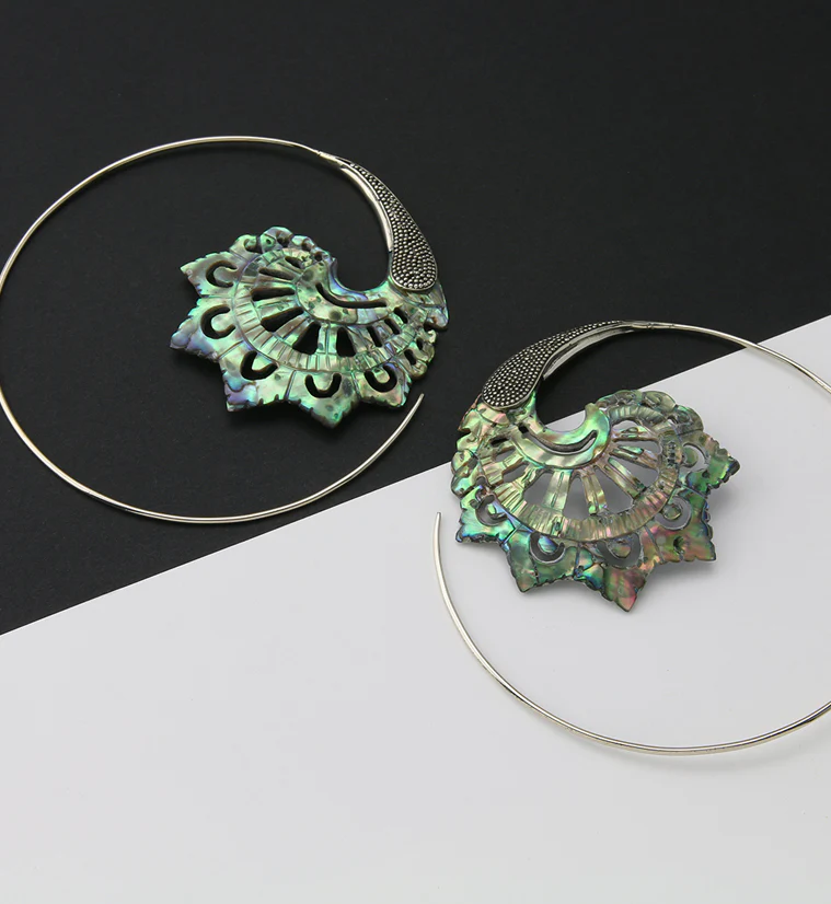 18G Florid White Brass Abalone Hangers / Earrings - Image 2