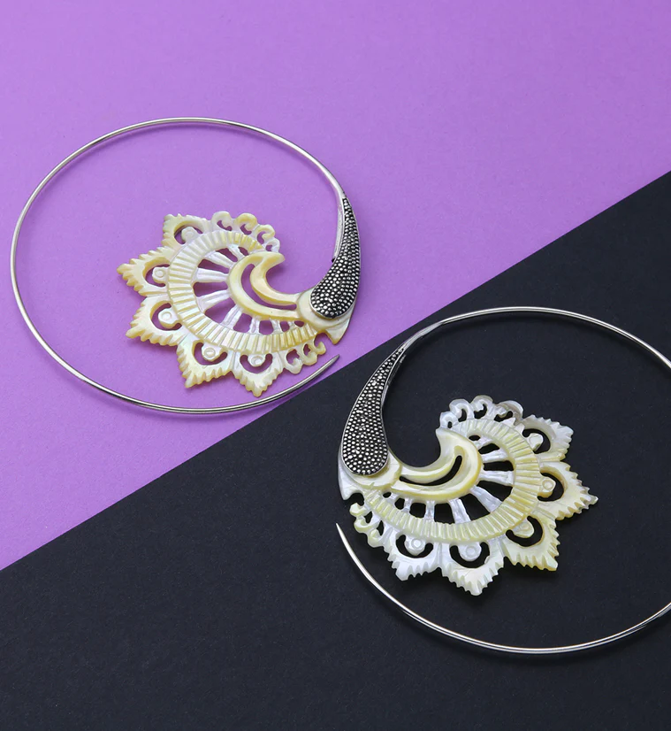 18G Florid White Brass MOP Hangers / Earrings - Image 2