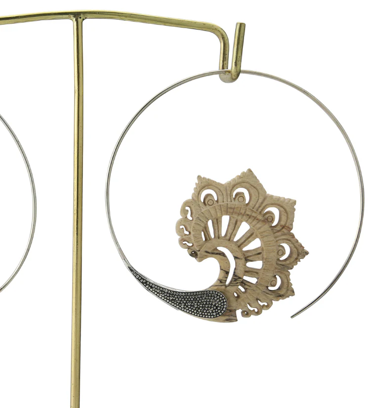 18G Florid White Brass Tamarind Wood Hangers / Earrings - Image 3
