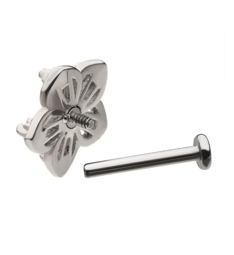 18G Flower CZ Internally Threaded Labret - Image 2