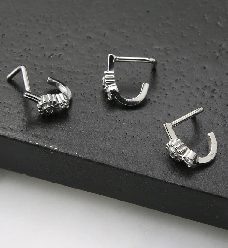 18G Flower CZ Nose Curve - Image 2