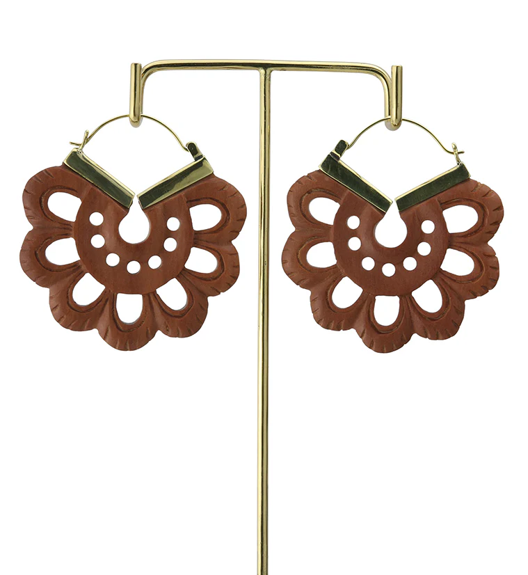 18G Flower Wooden Hangers / Earrings - Image 3