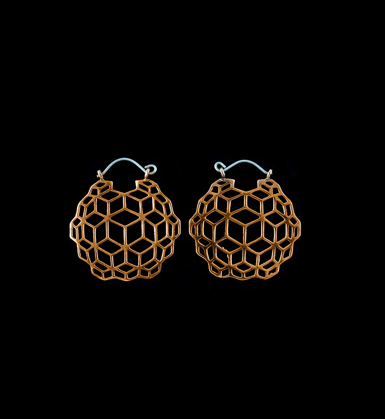 Geometric Cube Rose Gold Brass Hangers - Earrings