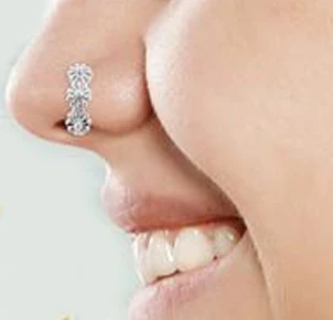 18G Gold PVD Trine CZ Nose Curve Ring - Image 2