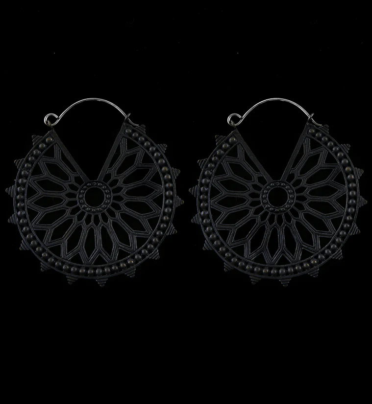 18G Heliacal Black Brass Earrings - Image 2