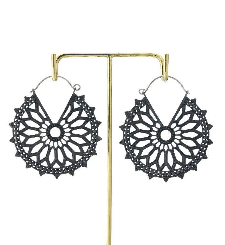 18G Heliacal Black Brass Earrings - Image 3
