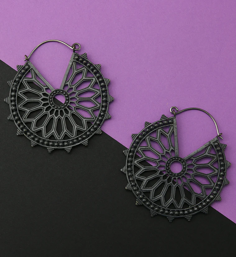 18G Heliacal Black Brass Earrings - Image 5