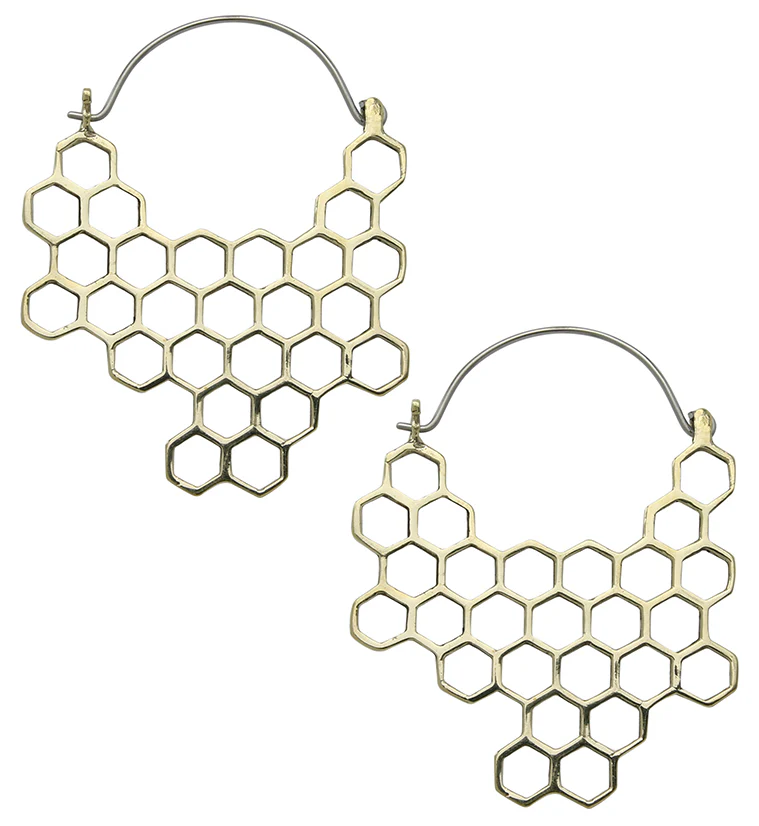 18G Honeycomb Brass Hangers / Earrings - Image 2