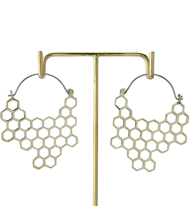 18G Honeycomb Brass Hangers / Earrings - Image 4