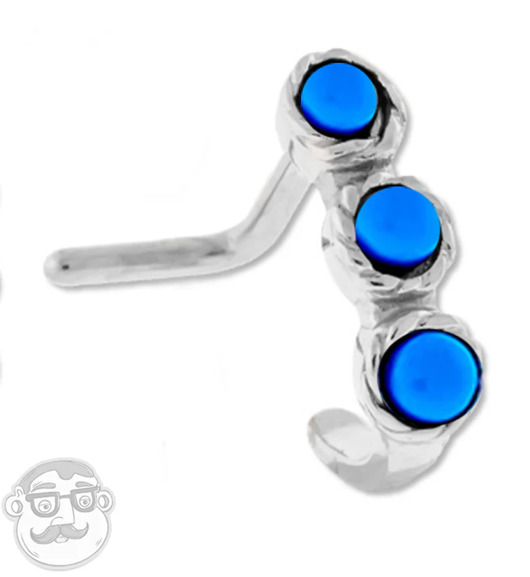 18G Howlite Turquoise Stone Nose Curve Ring