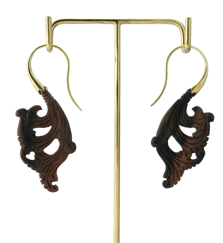 18G Lush Brass Areng Wood Hangers / Earrings - Image 3